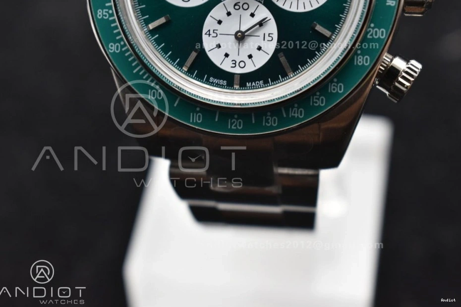 on Daytona Green SS Bracelet ADGF Edition Best A7750 Dial White SS 0425